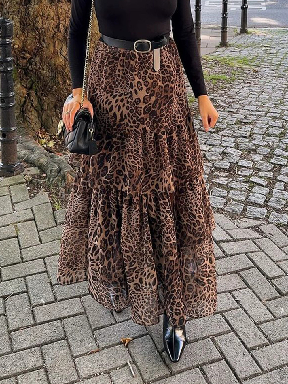 Zara Kaikuo Leopard Print Cake Long Skirt Autumn Winter - Picture 2 of 6